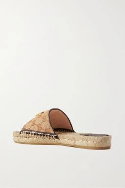GUCCI Pilar Pantoletten Aus Canvas Mit Logomuster, Lederbesätzen Und Verzierung ,Beige -Offizielle GUCCI Website w920 q60 2529