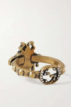 GUCCI Goldfarbener Ring Mit Kristallen Und Kunstperle -Offizielle GUCCI Website w920 q60 2533