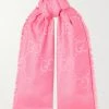GUCCI Tuch Aus Jacquard Aus Einer Seiden-Wollmischung Mit Fransen ,Pink