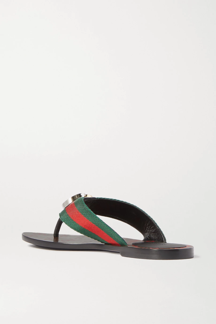 GUCCI Kika Zehensandalen Aus Leder Und Gestreiftem Canvas Mit Logoverzierung ,Braun 3 GUCCI Kika Zehensandalen Aus Leder Und Gestreiftem Canvas Mit Logoverzierung ,Braun – Bild 3