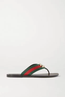 GUCCI Kika Zehensandalen Aus Leder Und Gestreiftem Canvas Mit Logoverzierung ,Braun 11 GUCCI Kika Zehensandalen Aus Leder Und Gestreiftem Canvas Mit Logoverzierung ,Braun -Offizielle GUCCI Website w920 q60 2547