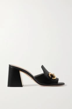 GUCCI Mules Aus Leder Mit Horsebit-Detail ,Schwarz