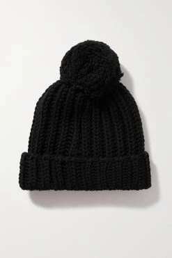 GUCCI Beanie Aus Gerippter Wolle Mit Pompon ,Schwarz -Offizielle GUCCI Website w920 q60 2564
