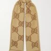 GUCCI Tuch Aus Woll-Jacquard Mit Fransen ,Beige
