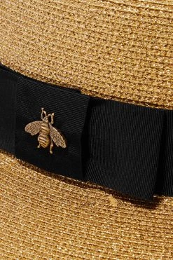 GUCCI Hut Aus Stroh Mit Glitter-Finish Und Ripsbandbesatz ,Gold -Offizielle GUCCI Website w920 q60 2577