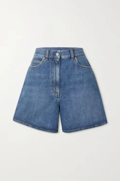 GUCCI Jeansshorts Mit Horsebit-Details ,Blau