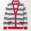 GUCCI Love Parade Gestreifter Cardigan Aus Baumwolle In Pointelle-Strick ,Creme