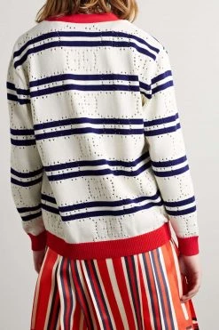 GUCCI Love Parade Gestreifter Cardigan Aus Baumwolle In Pointelle-Strick ,Creme -Offizielle GUCCI Website w920 q60 262