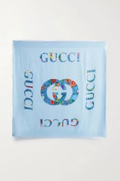 GUCCI Tuch Aus Glänzendem Jacquard Aus Einer Modalmischung ,Blau
