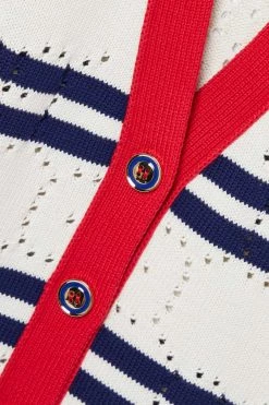 GUCCI Love Parade Gestreifter Cardigan Aus Baumwolle In Pointelle-Strick ,Creme -Offizielle GUCCI Website w920 q60 263