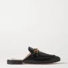 GUCCI Princetown Slippers Aus Leder Mit Horsebit-Detail ,Schwarz