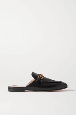 GUCCI Princetown Slippers Aus Leder Mit Horsebit-Detail ,Schwarz
