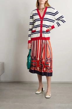 GUCCI Love Parade Gestreifter Cardigan Aus Baumwolle In Pointelle-Strick ,Creme -Offizielle GUCCI Website w920 q60 264