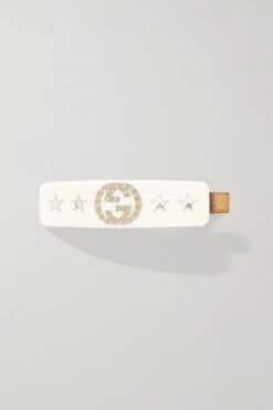 GUCCI Verzierte Haarspange Aus Harz ,Creme