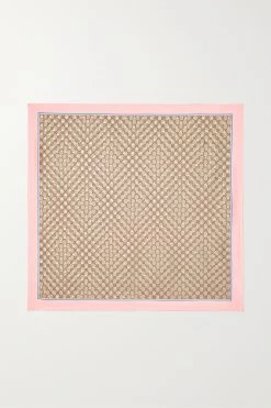 GUCCI Tuch Aus Bedrucktem Seiden-Twill Mit Metallic-Details ,Beige