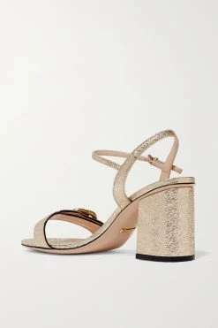 GUCCI Marmont Sandalen Aus Craquelé-Leder In Metallic-Optik Mit Logoverzierung ,Gold -Offizielle GUCCI Website w920 q60 2665