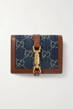 GUCCI Jackie 1961 Portemonnaie Aus Bio-Denim Mit Jacquard-Muster Und Besätzen Aus Strukturiertem Leder ,Blau