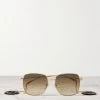 GUCCI EYEWEAR Goldfarbene Oversized-Sonnenbrille Mit Eckigem Rahmen Und Verzierungen
