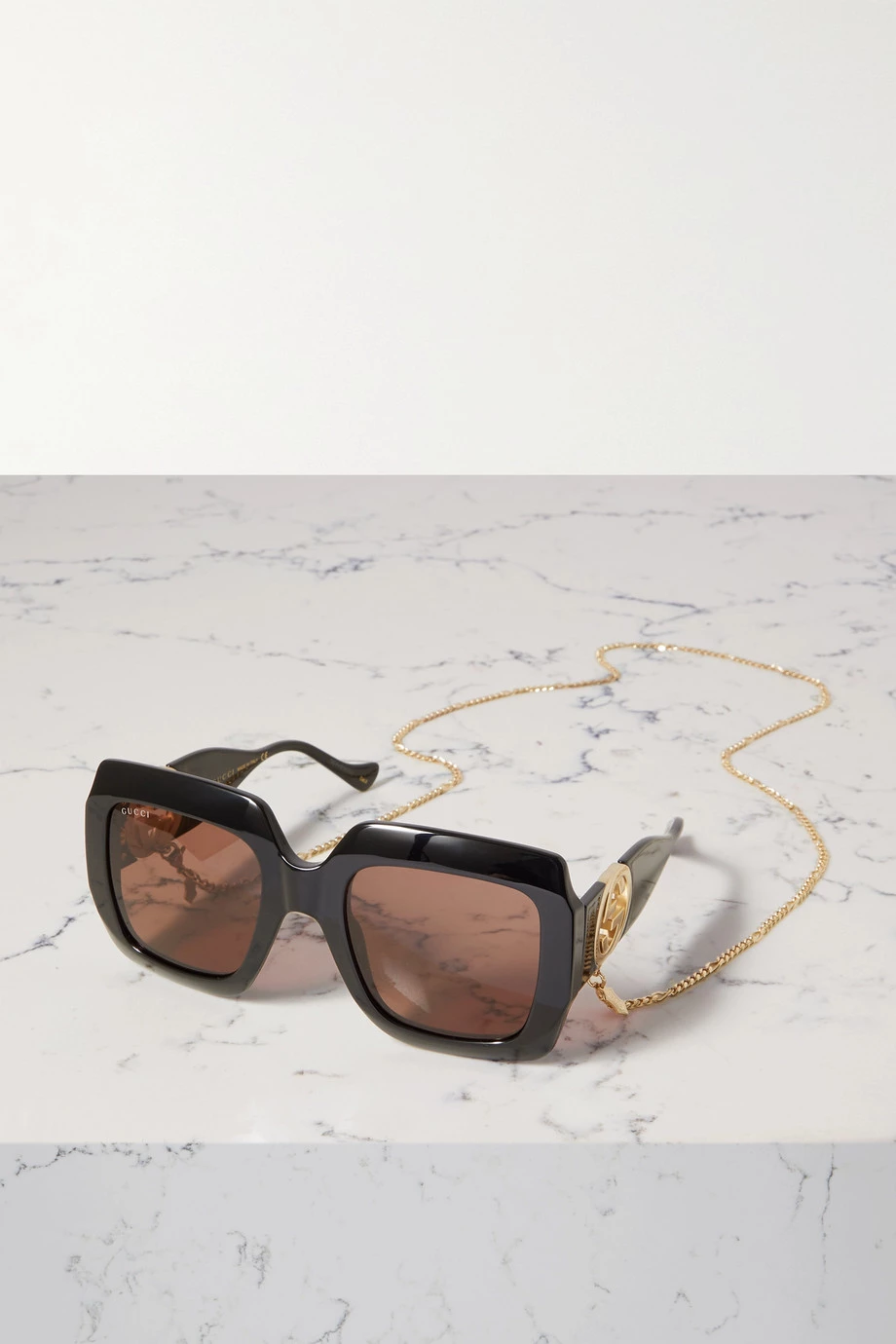 GUCCI EYEWEAR Oversized-Sonnenbrille Mit Eckigem Rahmen Aus Azetat Mit Goldfarbenen Details ,Schwarz 1 GUCCI EYEWEAR Oversized-Sonnenbrille Mit Eckigem Rahmen Aus Azetat Mit Goldfarbenen Details ,Schwarz