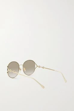 GUCCI EYEWEAR Goldfarbene Oversized-Sonnenbrille Mit Rundem Rahmen Und Horsebit-Details 7 GUCCI EYEWEAR Goldfarbene Oversized-Sonnenbrille Mit Rundem Rahmen Und Horsebit-Details -Offizielle GUCCI Website w920 q60 2738