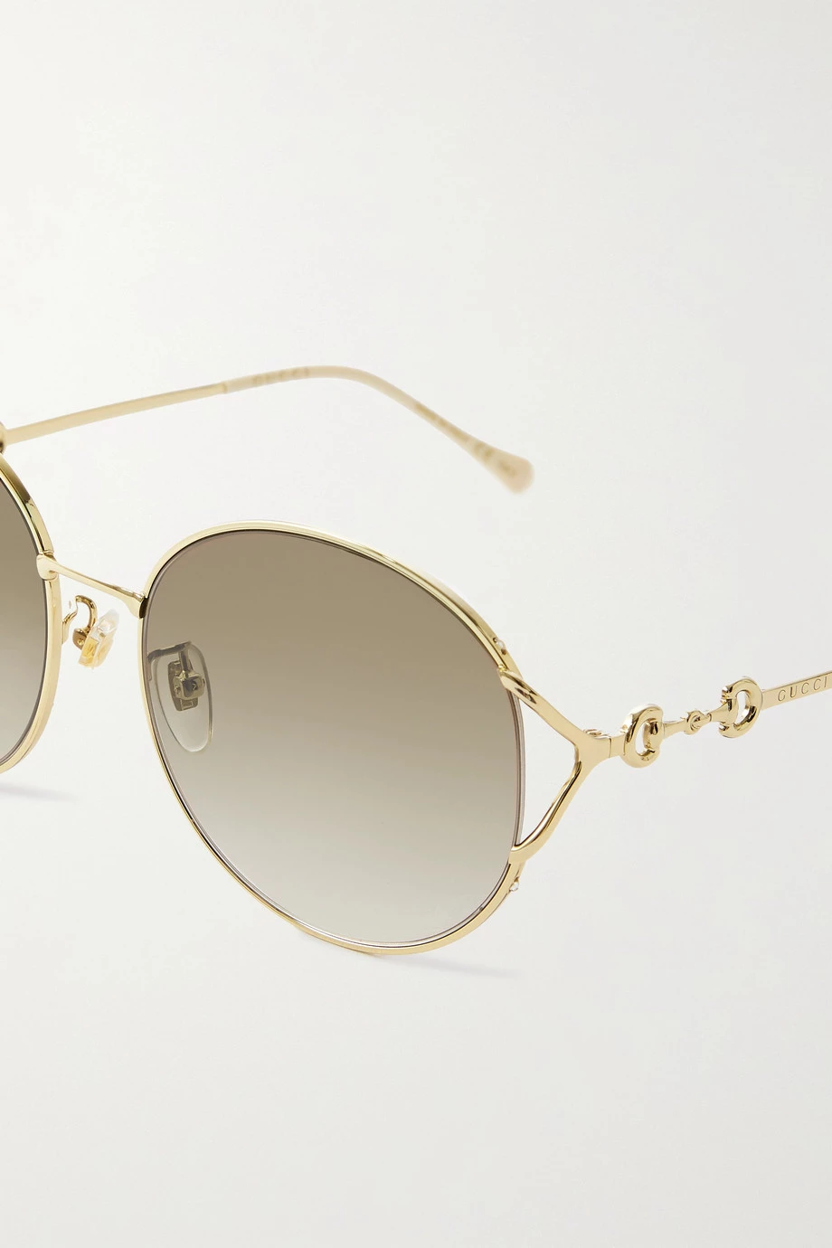 GUCCI EYEWEAR Goldfarbene Oversized-Sonnenbrille Mit Rundem Rahmen Und Horsebit-Details 4 GUCCI EYEWEAR Goldfarbene Oversized-Sonnenbrille Mit Rundem Rahmen Und Horsebit-Details – Bild 4