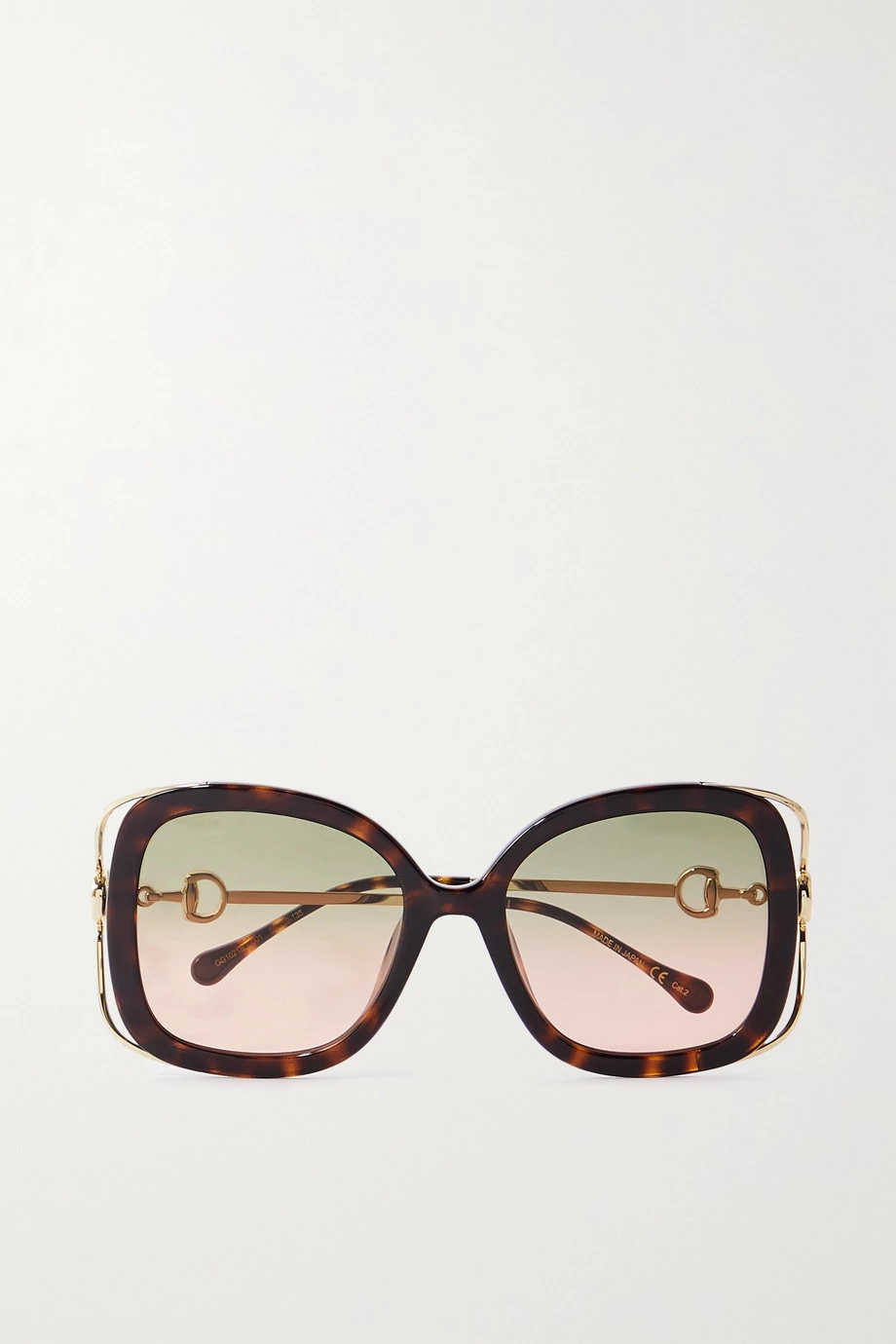 GUCCI EYEWEAR Oversized-Sonnenbrille Mit Eckigem Rahmen Aus Azetat In Hornoptik Mit Goldfarbenen Details 1 GUCCI EYEWEAR Oversized-Sonnenbrille Mit Eckigem Rahmen Aus Azetat In Hornoptik Mit Goldfarbenen Details