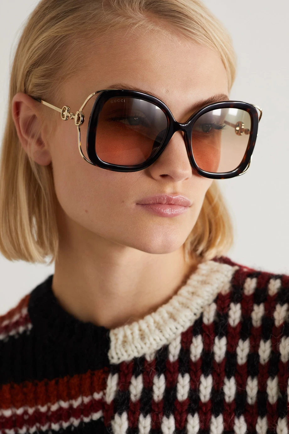 GUCCI EYEWEAR Oversized-Sonnenbrille Mit Eckigem Rahmen Aus Azetat In Hornoptik Mit Goldfarbenen Details 2 GUCCI EYEWEAR Oversized-Sonnenbrille Mit Eckigem Rahmen Aus Azetat In Hornoptik Mit Goldfarbenen Details – Bild 2