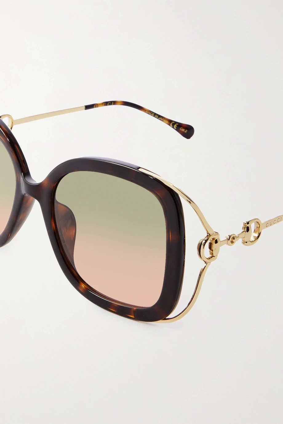 GUCCI EYEWEAR Oversized-Sonnenbrille Mit Eckigem Rahmen Aus Azetat In Hornoptik Mit Goldfarbenen Details 4 GUCCI EYEWEAR Oversized-Sonnenbrille Mit Eckigem Rahmen Aus Azetat In Hornoptik Mit Goldfarbenen Details – Bild 4