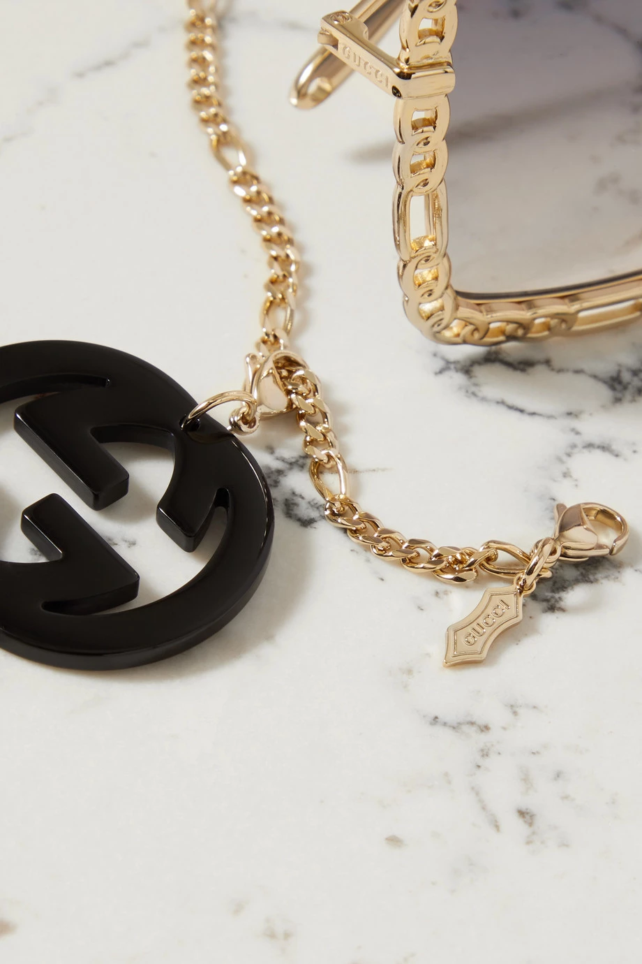 GUCCI EYEWEAR Goldfarbene Oversized-Sonnenbrille Mit Eckigem Rahmen Und Verzierung 4 GUCCI EYEWEAR Goldfarbene Oversized-Sonnenbrille Mit Eckigem Rahmen Und Verzierung – Bild 4