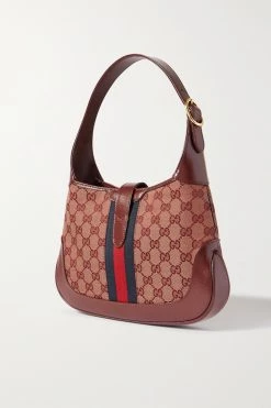 GUCCI Jackie 1961 Kleine Schultertasche Aus Beschichtetem Canvas Und Strukturiertem Leder Mit Webband ,Burgunder -Offizielle GUCCI Website w920 q60 2764