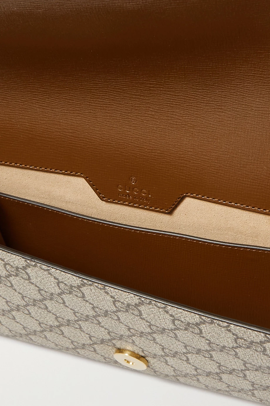 GUCCI Horsebit 1955 Bedruckte Schultertasche Aus Beschichtetem Canvas Mit Lederbesätzen ,Braun 5 GUCCI Horsebit 1955 Bedruckte Schultertasche Aus Beschichtetem Canvas Mit Lederbesätzen ,Braun – Bild 5