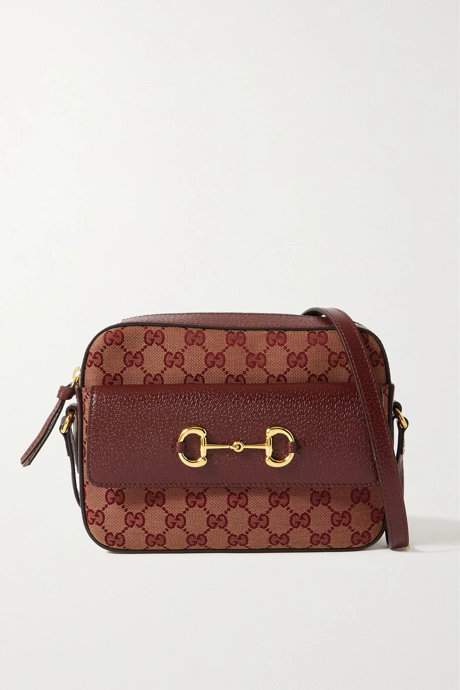 GUCCI Horsebit 1955 Kleine Schultertasche Aus Canvas Mit Lederbesätzen ,Burgunder 1 GUCCI Horsebit 1955 Kleine Schultertasche Aus Canvas Mit Lederbesätzen ,Burgunder