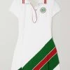 GUCCI Minikleid Aus Piqué Mit Streifen Und Falten ,Weiß