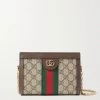 GUCCI Ophidia Mini Bedruckte Schultertasche Aus Beschichtetem Canvas Mit Besätzen Aus Strukturiertem Leder ,Braun