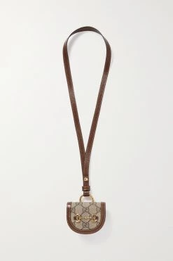 GUCCI Horsebit 1955 Horsebit AirPods-Hülle Aus Beschichtetem Canvas Mit Print Und Lederbesätzen ,Braun
