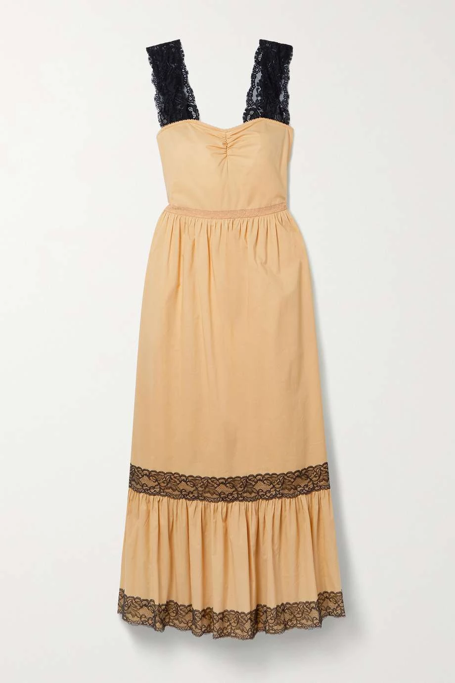 GUCCI Love Parade Maxikleid Aus Baumwolle Mit Spitzenbesätzen ,Beige 1 GUCCI Love Parade Maxikleid Aus Baumwolle Mit Spitzenbesätzen ,Beige