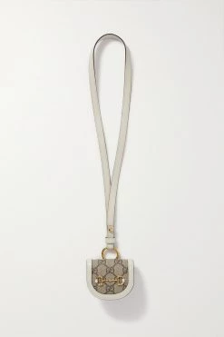 GUCCI Horsebit 1955 Horsebit AirPods-Hülle Aus Beschichtetem Canvas Mit Print Und Lederbesätzen ,Weiß