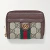 GUCCI Ophidia Bedrucktes Portemonnaie Aus Beschichtetem Canvas Mit Besätzen Aus Strukturiertem Leder ,Beige