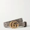 GUCCI Wendbarer Gürtel Aus Bedrucktem Beschichtetem Canvas Und Leder ,Braun