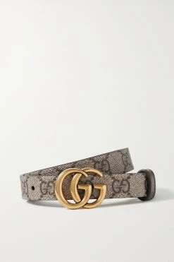 GUCCI Wendbarer Gürtel Aus Bedrucktem Beschichtetem Canvas Und Leder ,Braun