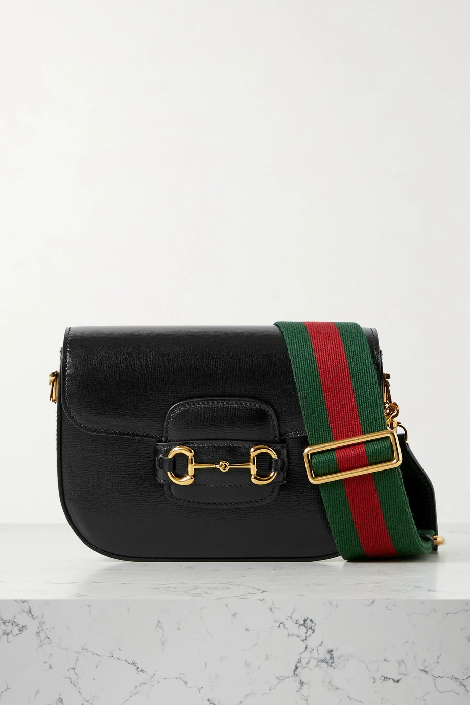 GUCCI Horsebit 1955 Schultertasche Aus Strukturiertem Leder ,Schwarz 1 GUCCI Horsebit 1955 Schultertasche Aus Strukturiertem Leder ,Schwarz