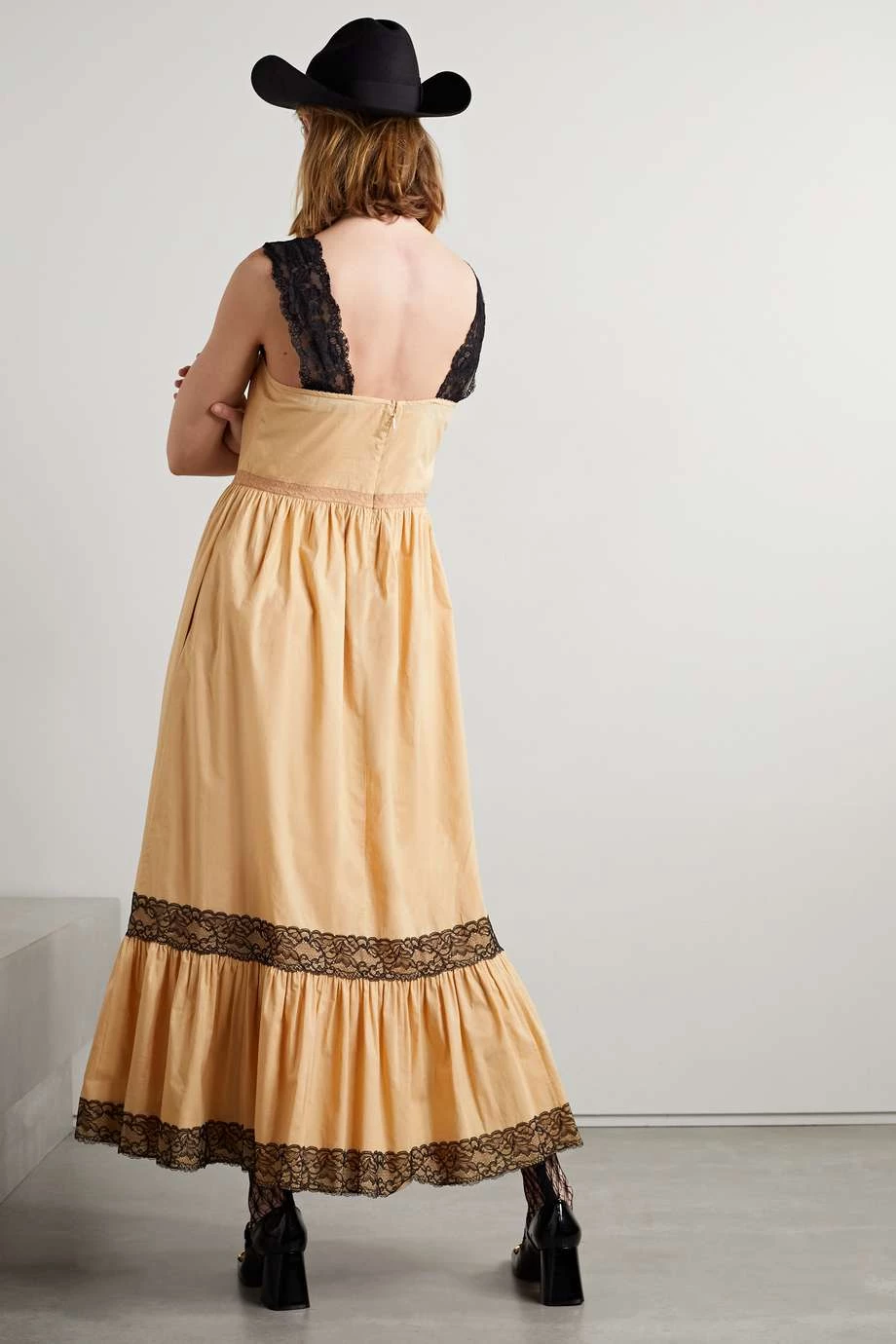 GUCCI Love Parade Maxikleid Aus Baumwolle Mit Spitzenbesätzen ,Beige 3 GUCCI Love Parade Maxikleid Aus Baumwolle Mit Spitzenbesätzen ,Beige – Bild 3