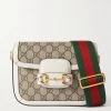 GUCCI Horsebit 1955 Mini Schultertasche Aus Beschichtetem Canvas Mit Print Und Lederbesätzen ,Weiß