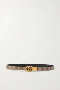 GUCCI Wendbarer Gürtel Aus Bedrucktem Beschichtetem Canvas Und Leder ,Schwarz