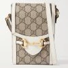 GUCCI Horsebit 1955 Beutel Aus Bedrucktem Beschichtetem Canvas Mit Lederbesätzen ,Weiß