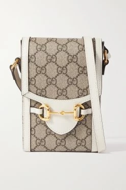 GUCCI Horsebit 1955 Beutel Aus Bedrucktem Beschichtetem Canvas Mit Lederbesätzen ,Weiß