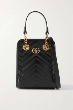 GUCCI GG Marmont 2.0 Schultertasche Aus Gestepptem Leder ,Schwarz