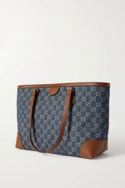 GUCCI Ophidia Mittelgroße Tote Aus Denim Mit Jacquard-Logomuster Und Besätzen Aus Strukturiertem Leder ,Navy -Offizielle GUCCI Website w920 q60 2934