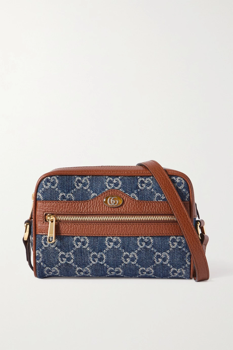 GUCCI Ophidia Kleine Schultertasche Aus Denim Mit Logomuster Und Besätzen Aus Strukturiertem Leder ,Navy 1 GUCCI Ophidia Kleine Schultertasche Aus Denim Mit Logomuster Und Besätzen Aus Strukturiertem Leder ,Navy