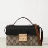 GUCCI Padlock Tote Aus Leder Und Beschichtetem Canvas Mit Print ,Schwarz